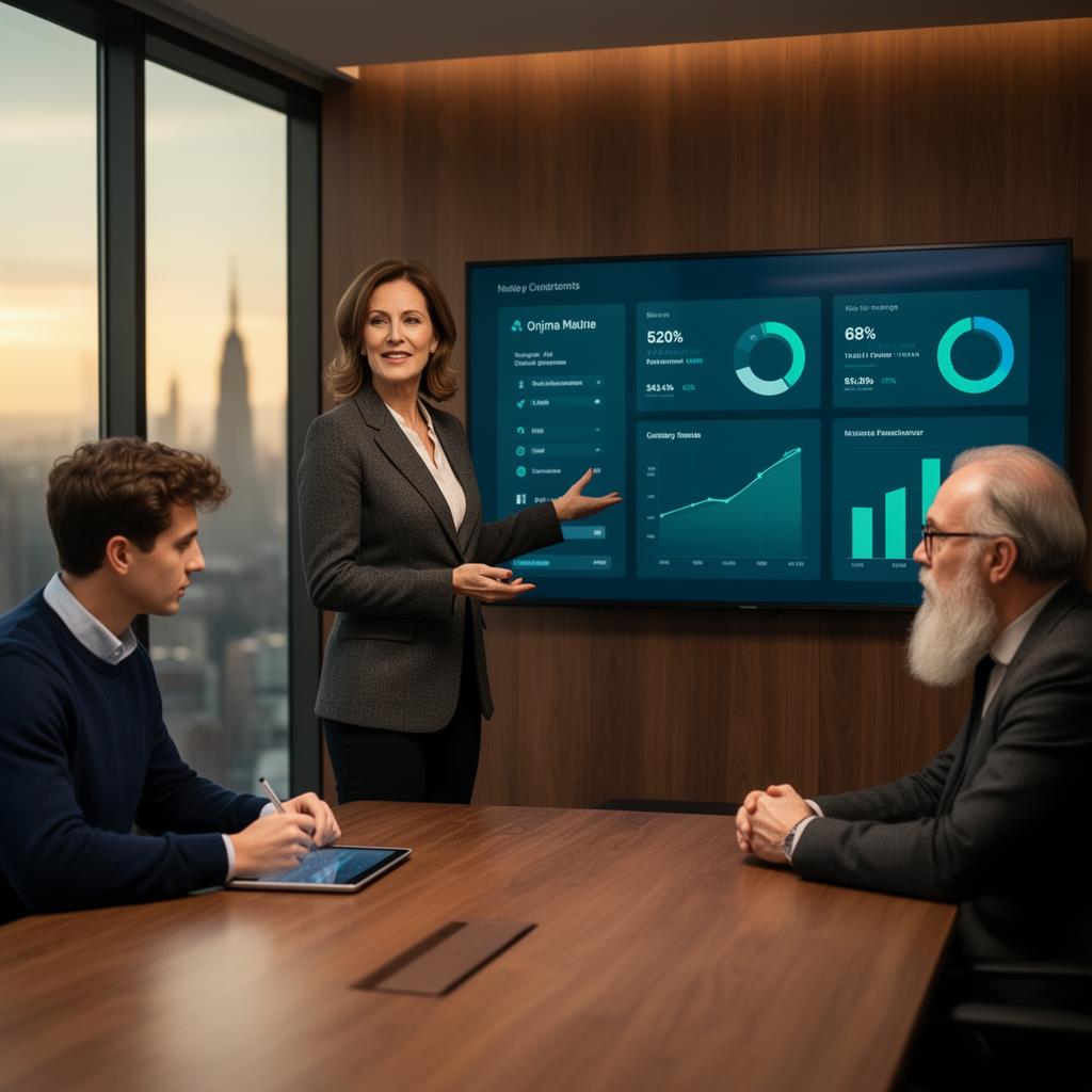 Executives reviewing a custom lead funnel dashboard